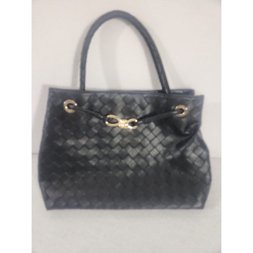 Lulus Chick Sidekick Black Woven Handbag Purse Shoulderbag